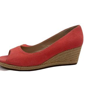 bandolino shoes 7.5 Peeptoe Espadrille Wedge Heel Coral